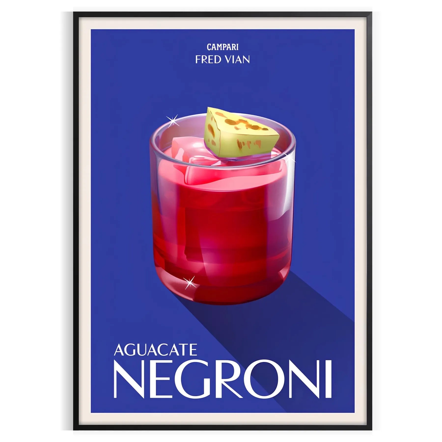 space captivating Campari Negroni cocktail poster rich brown green hues wall art lovers unique gift style available standalone print artwork today