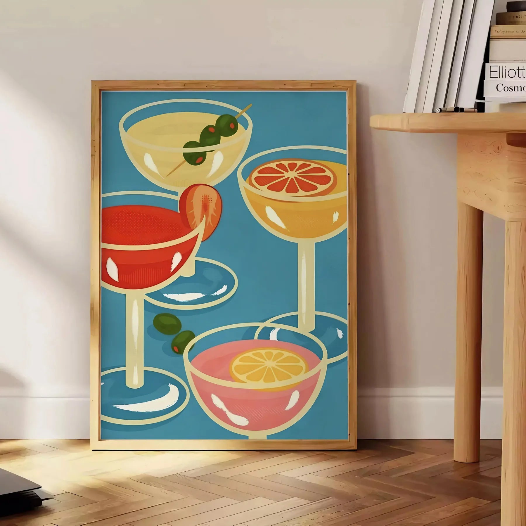 space captivating cocktail party poster warm brown vibrant orange hues wall art piece ideal gift lovers enthusiasts versatile display options