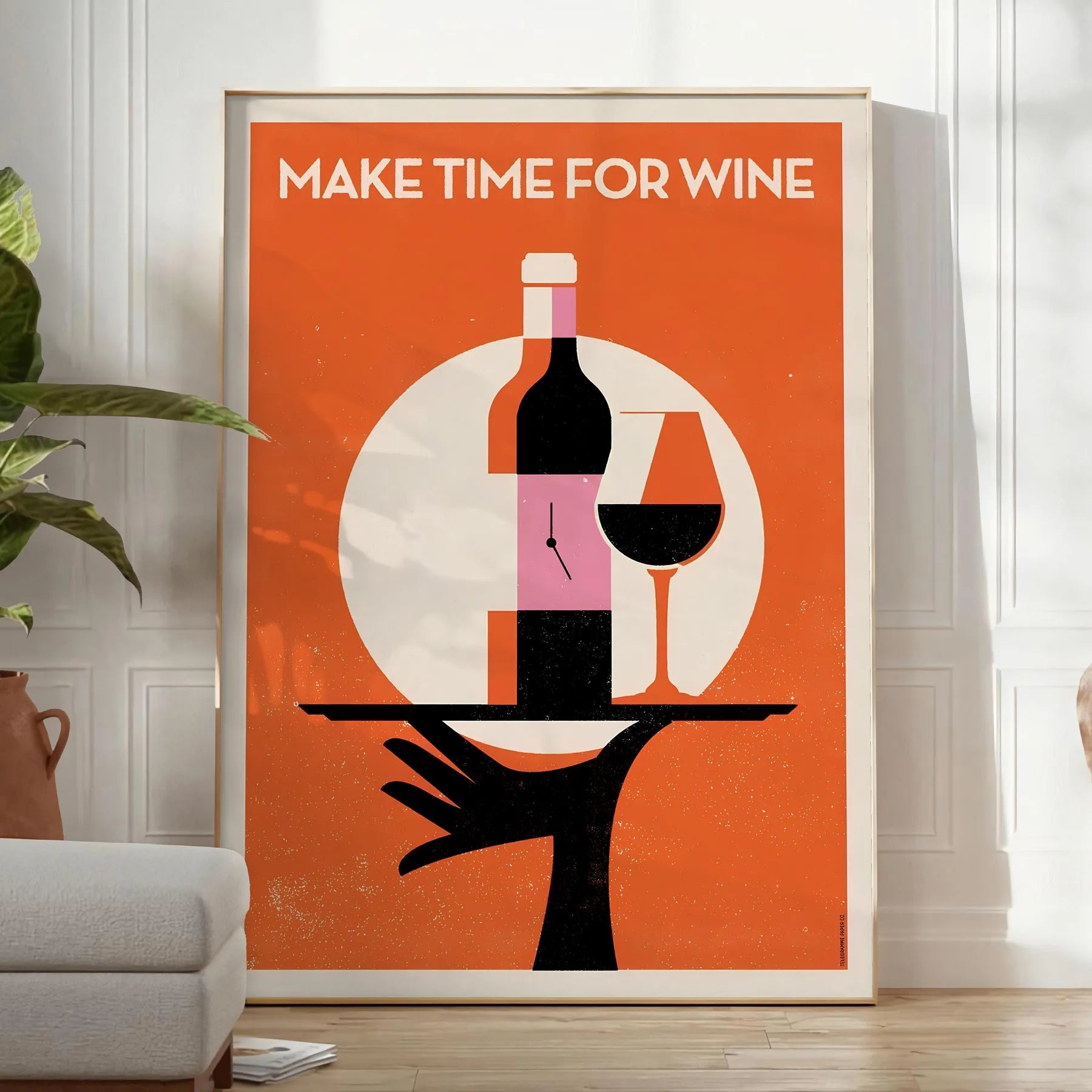 space chic Make Time Wine poster sophisticated black brown palette wall art perfect gift lovers touch elegance room Sizes A4 cm A0