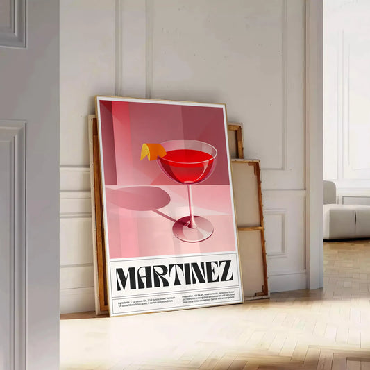 space Martinez Cocktail Poster sleek black brown design wall art unique gift print elegance decor sizes A4 cm A0 enthusiasts lovers