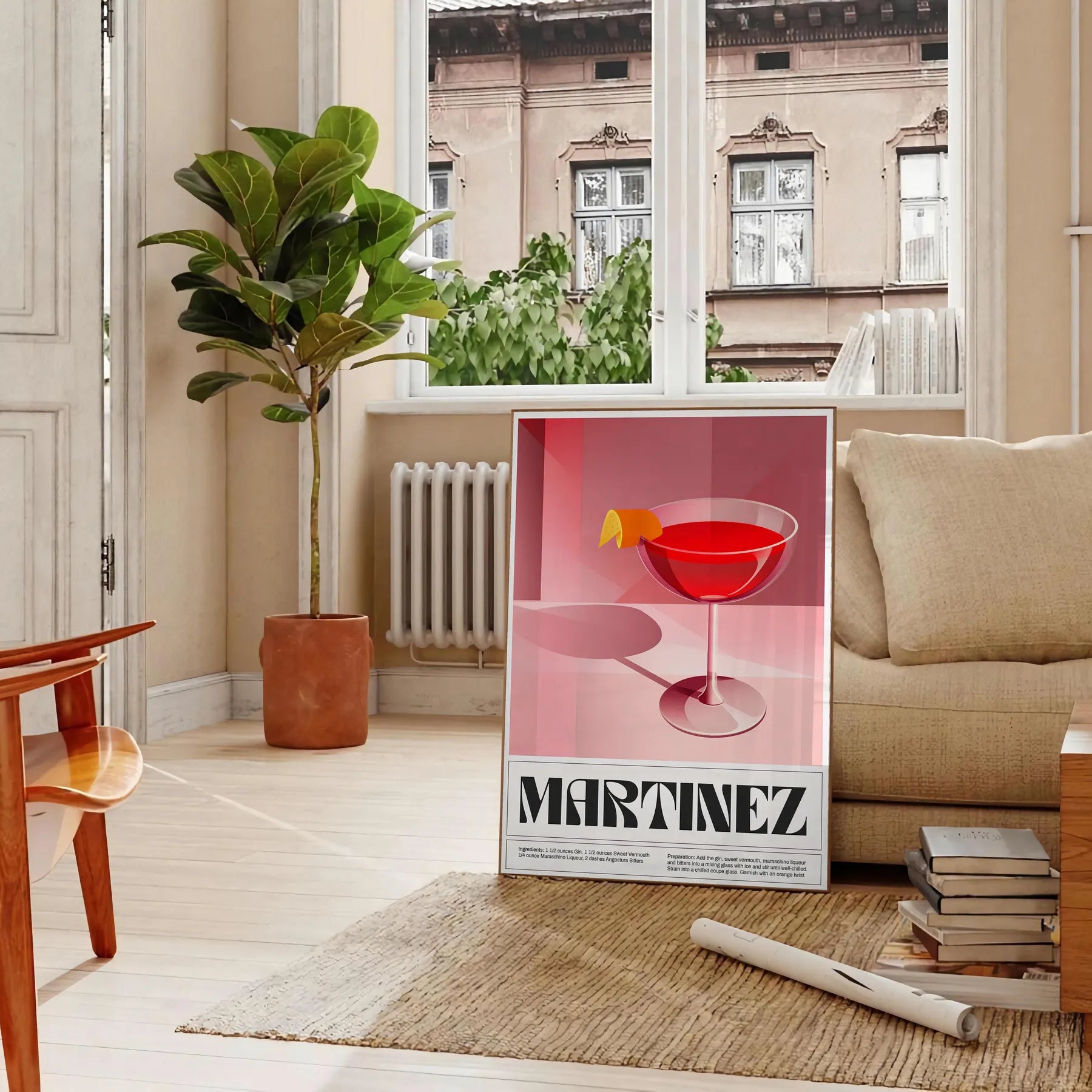 space Martinez Cocktail Poster sleek black brown design wall art unique gift print elegance decor sizes A4 cm A0 enthusiasts lovers