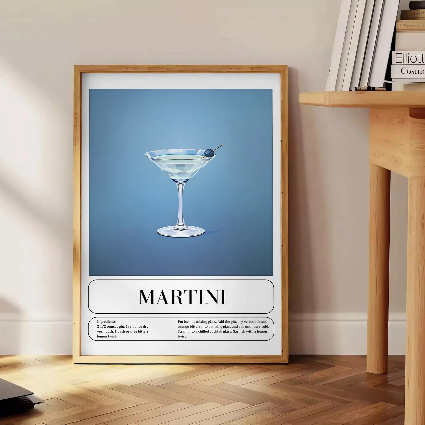 space striking Martini Cocktail poster sleek black vibrant green hues wall art unique gift artwork sophisticated touch room style