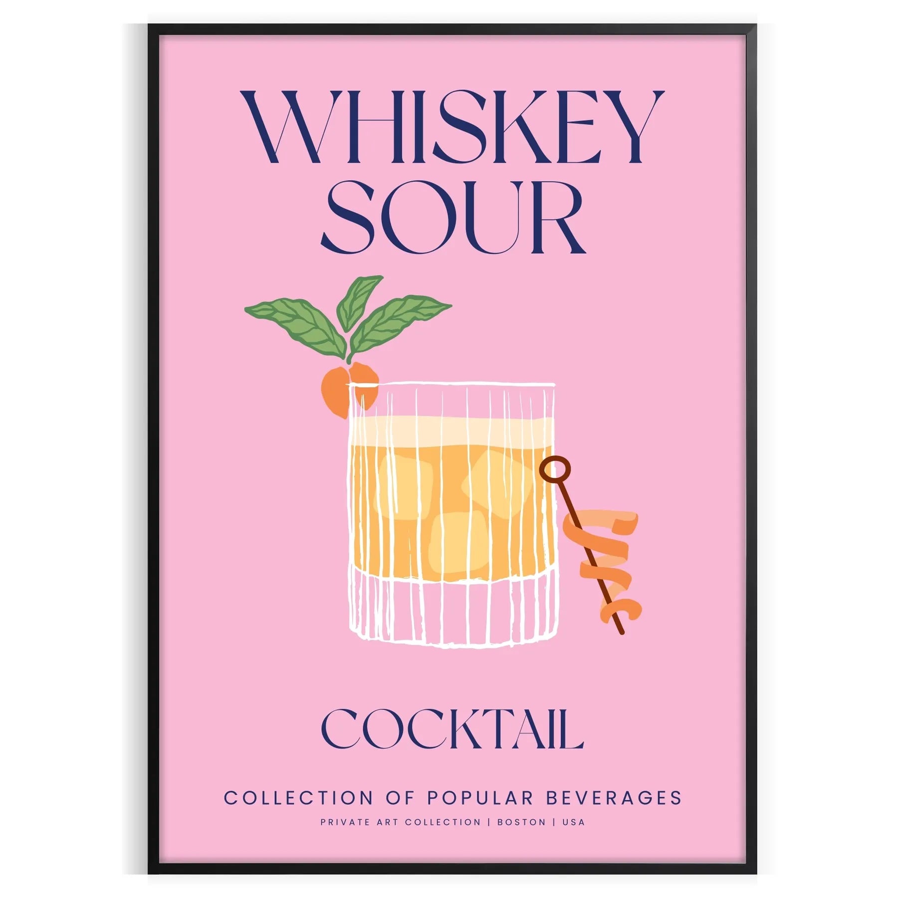 space Whiskey Sour Cocktail Art Poster vibrant yellow blue hues stunning wall splash sophistication unique gift decor A4 cm A0 sizes