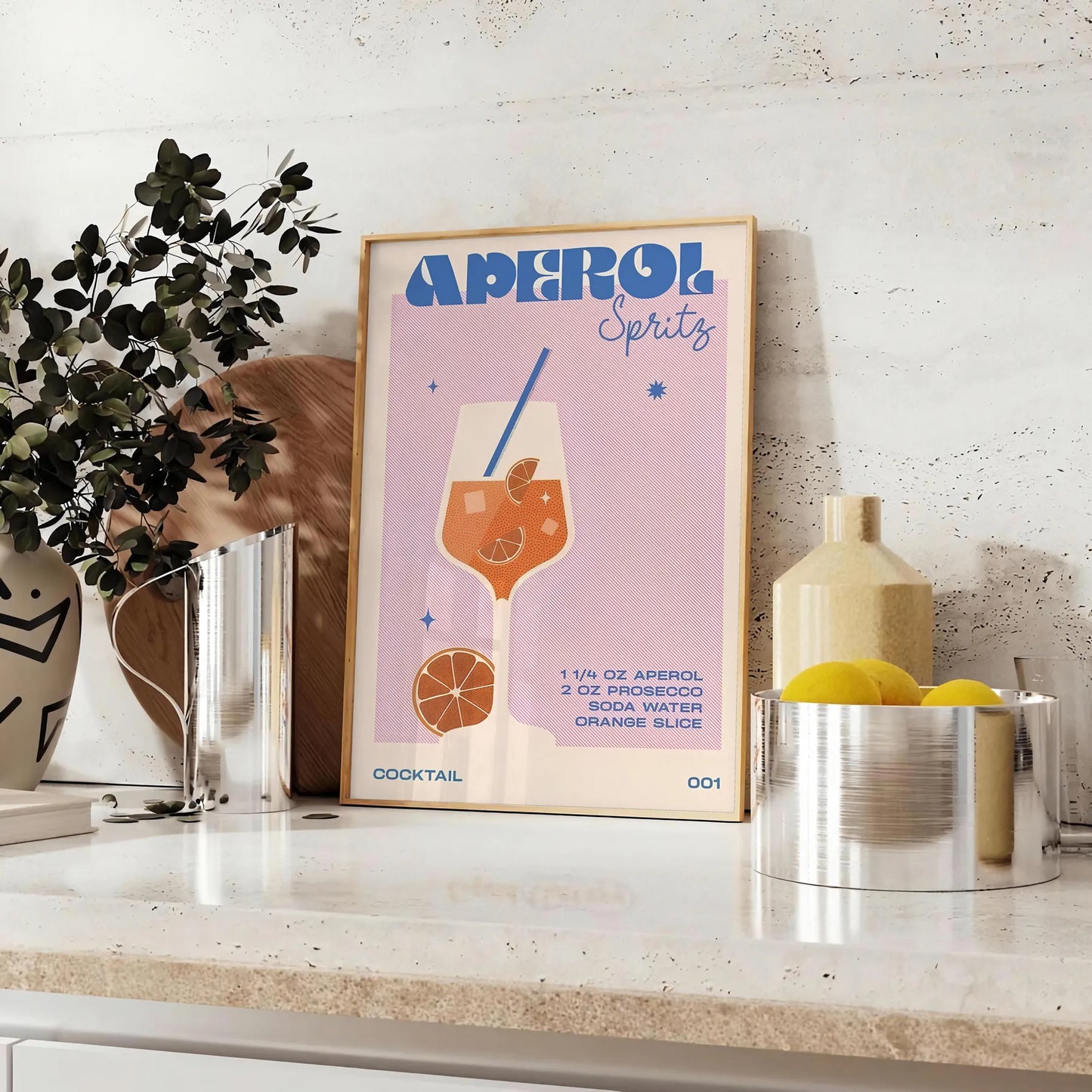 space vibrant Aperol Spritz Cocktail poster stunning blend orange gray wall art enthusiasts artwork ideal gift