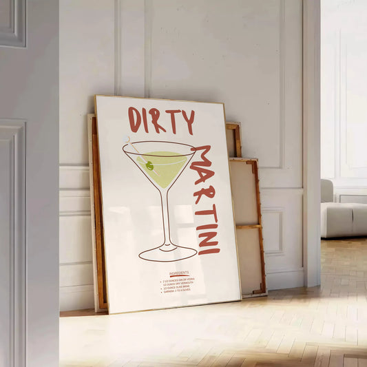 decor Dirty Martini Cocktail Poster chic blend white gray tones captivating wall art perfect lovers ideal gift space style sophistication standalone print